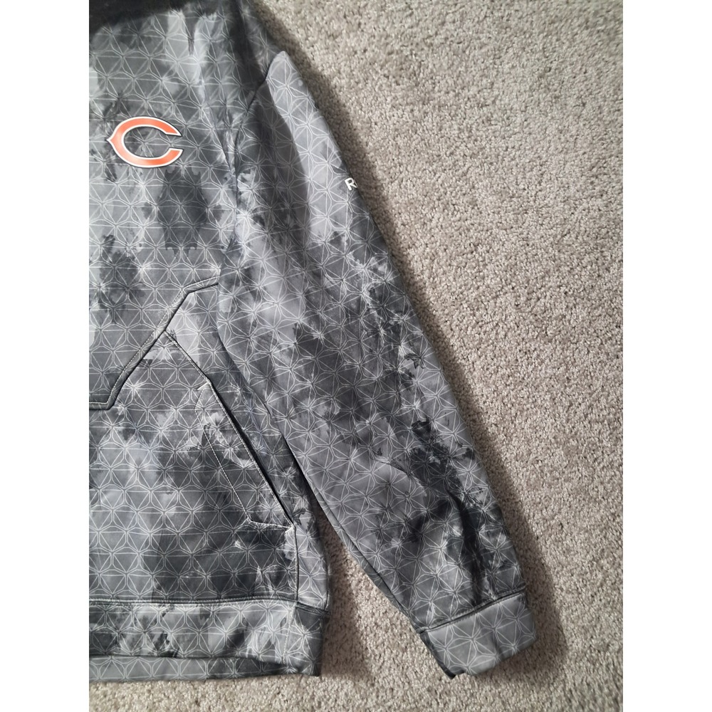 Chicago Bears Reebok Full Zip Hoodie Mens L Grey NFL Onfield Geometric Pattern - Picture 3 of 13